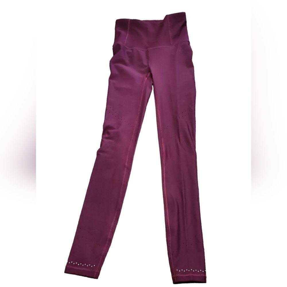 Lululemon Maroon Leggings with Perforated Detail